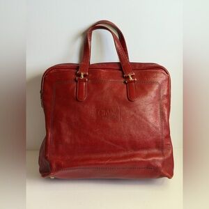 CHLOE Red Leather Boston Bag Satchel Vintage